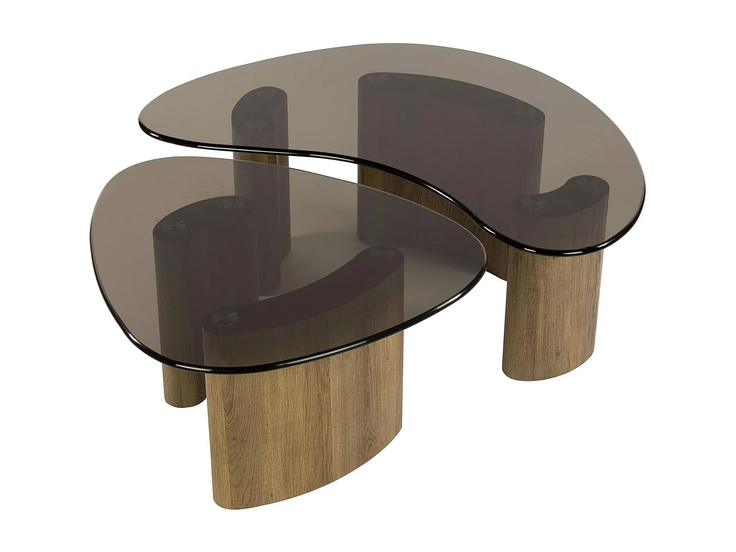 Tables salon verre fumé, design organique (lot de 2) MILOS