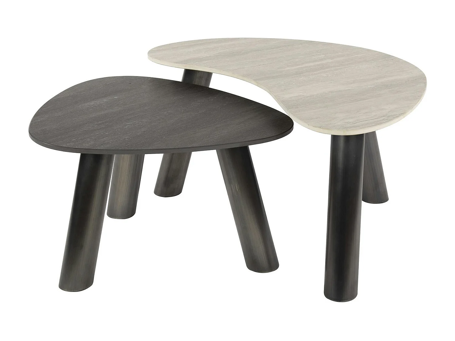 Tables basses céramique 2 finitions, forme galet (x2) GALWAY