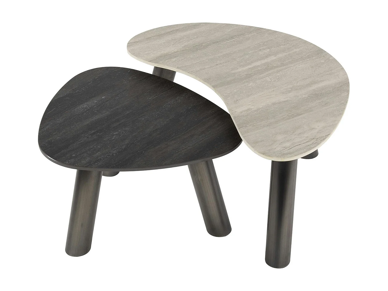 Tables basses céramique 2 finitions, forme galet (x2) GALWAY