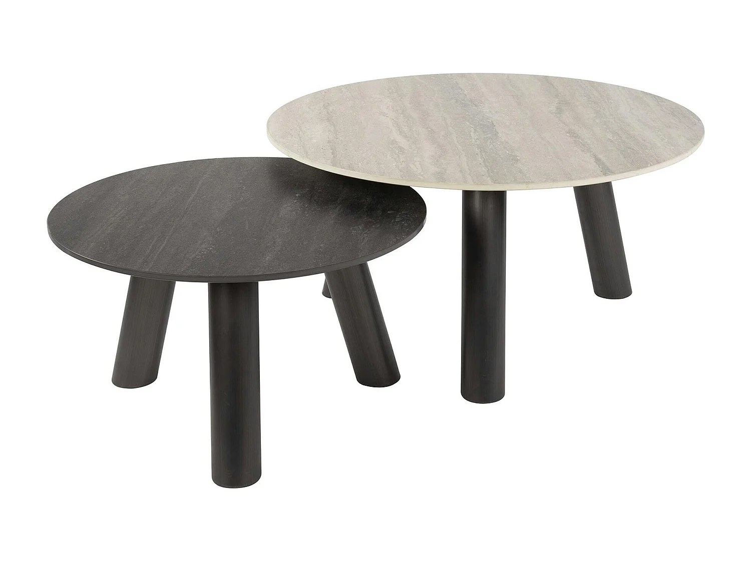Tables basses céramique 3D gris clair & foncé (x2) GALWAY