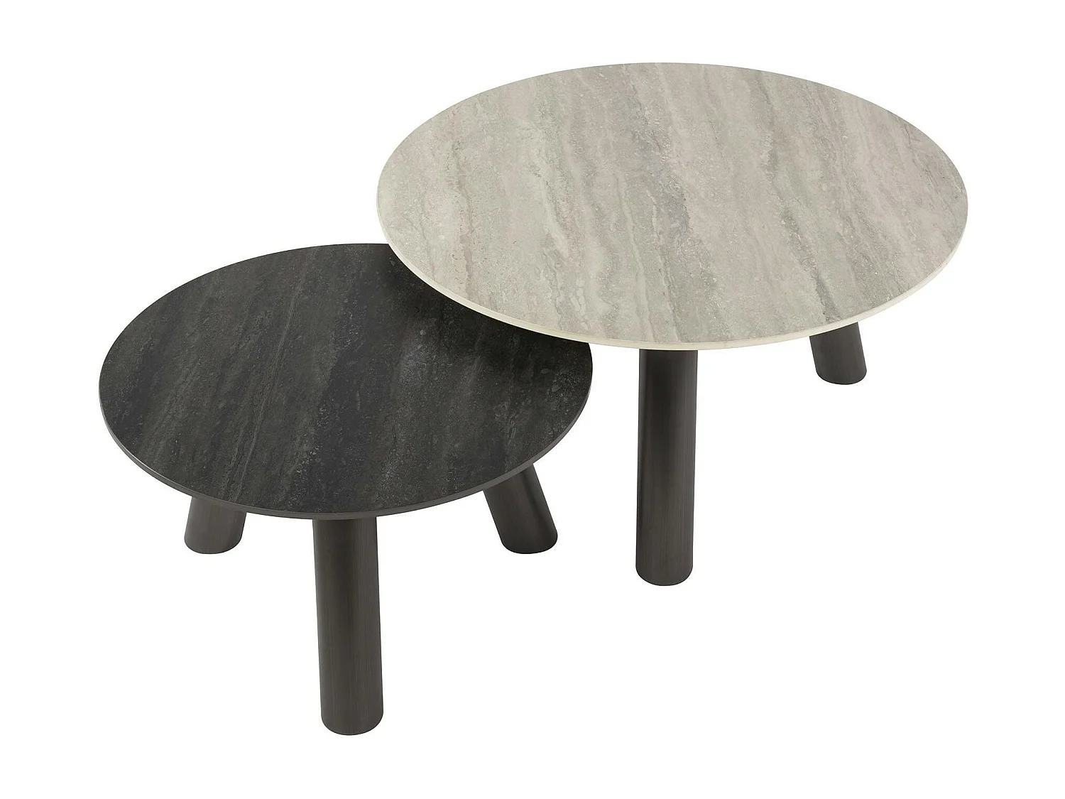 Tables basses céramique 3D gris clair & foncé (x2) GALWAY