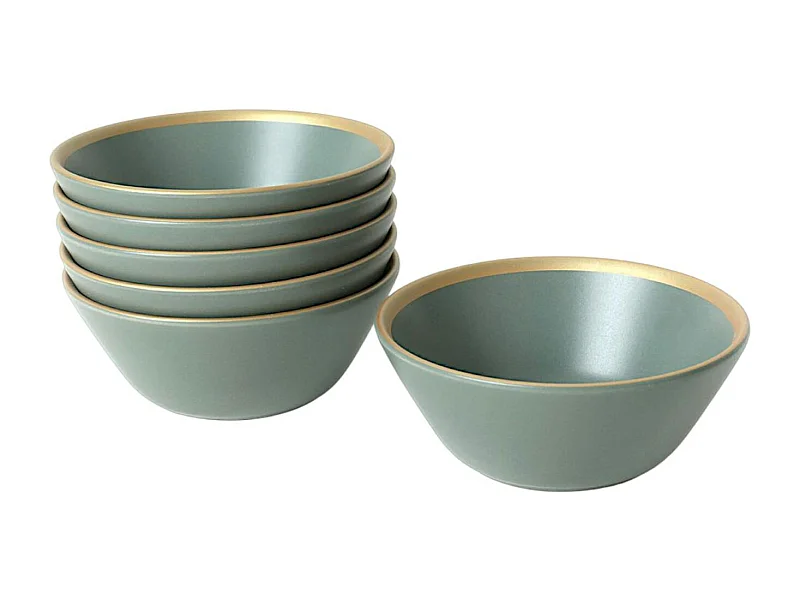 Bol apéro vert sauge & or (lot de 6) EFIRA