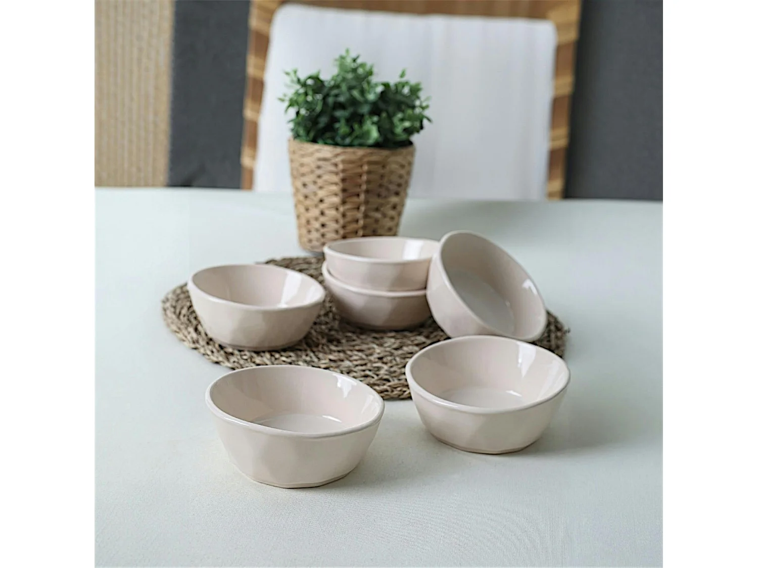 Bol apéro beige, style organique (lot de 6) EFIRA