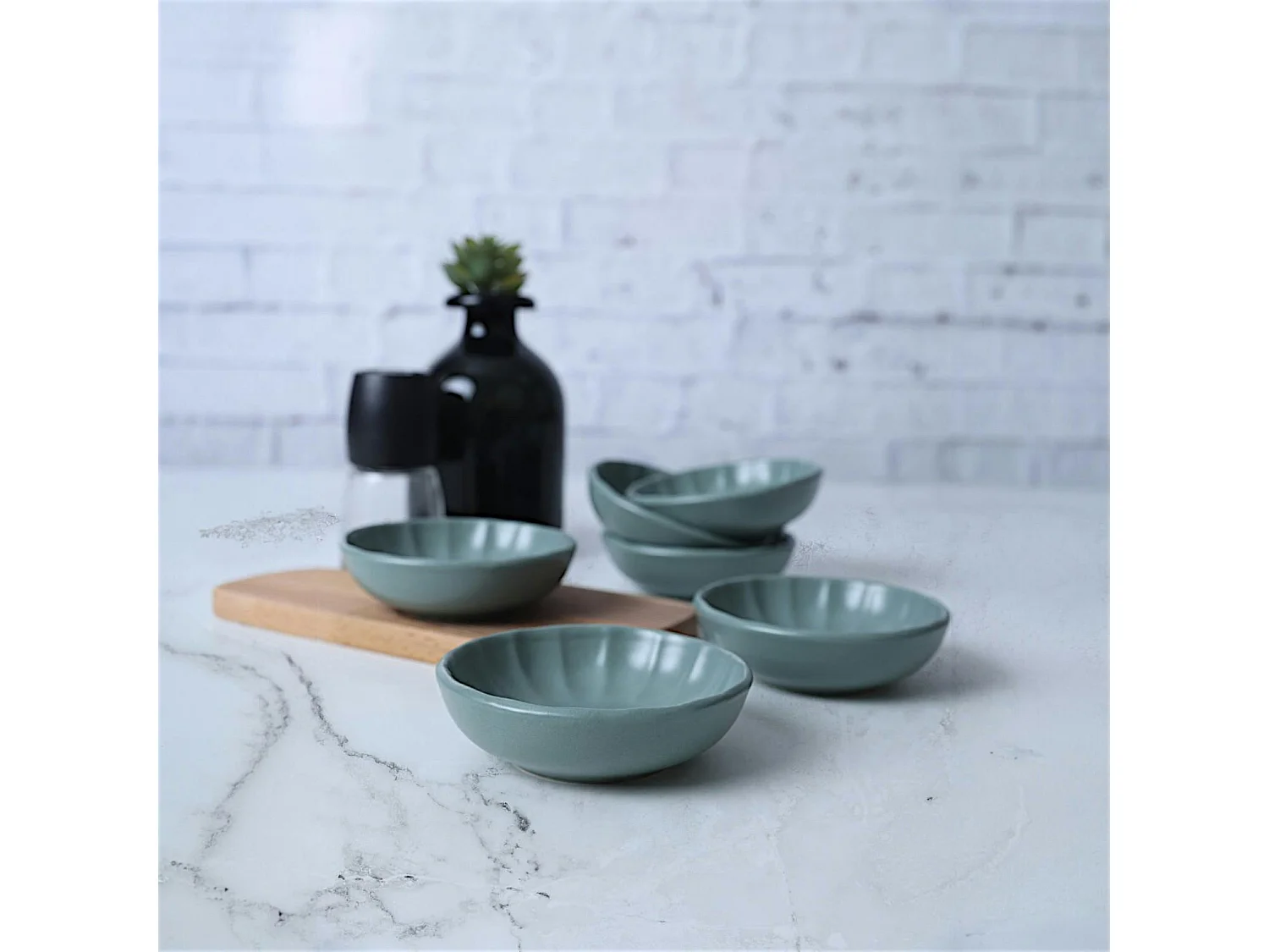 Bol apéro vert pâle forme fleur (lot de 6) EFIRA