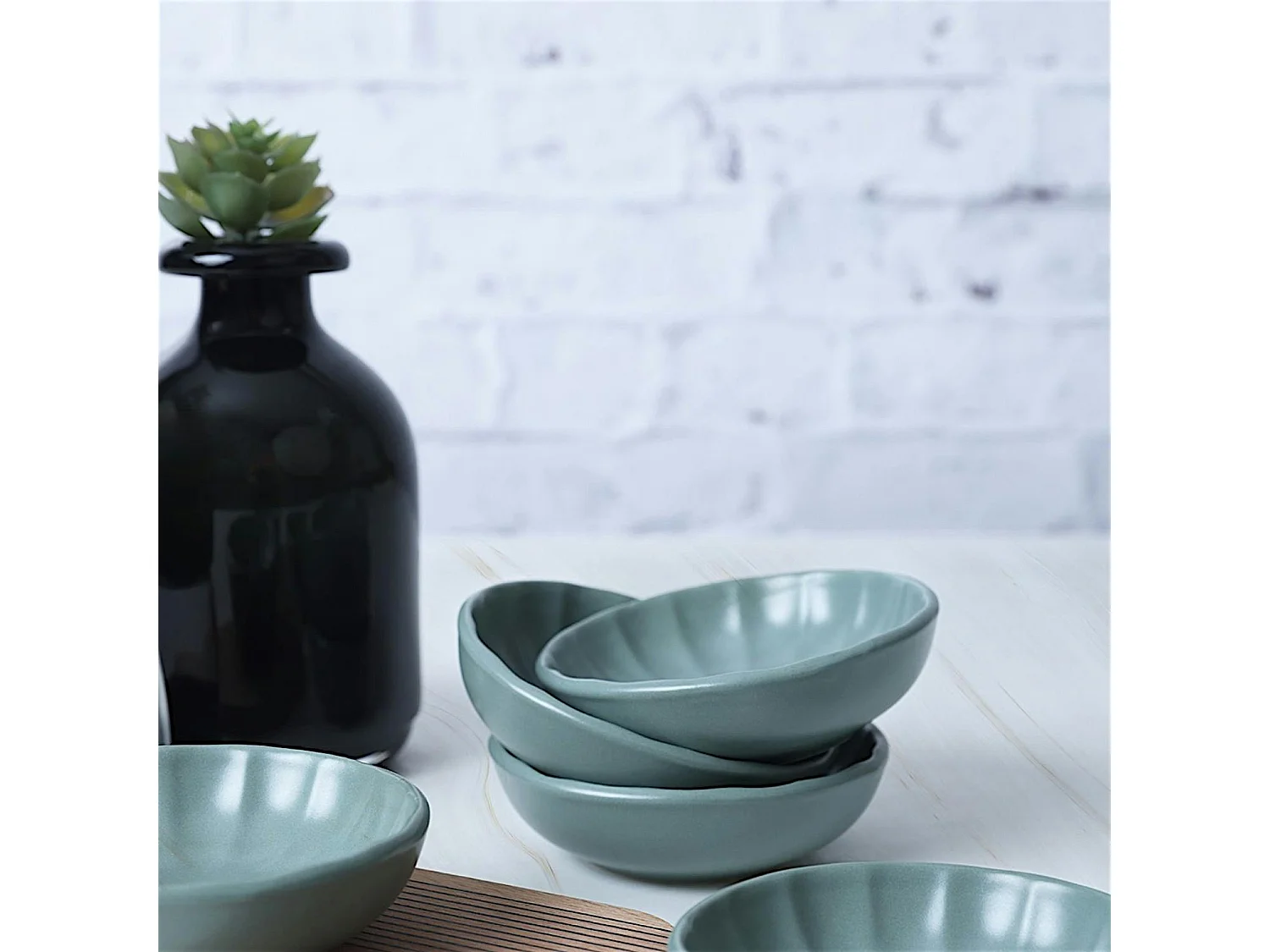 Bol apéro vert pâle forme fleur (lot de 6) EFIRA