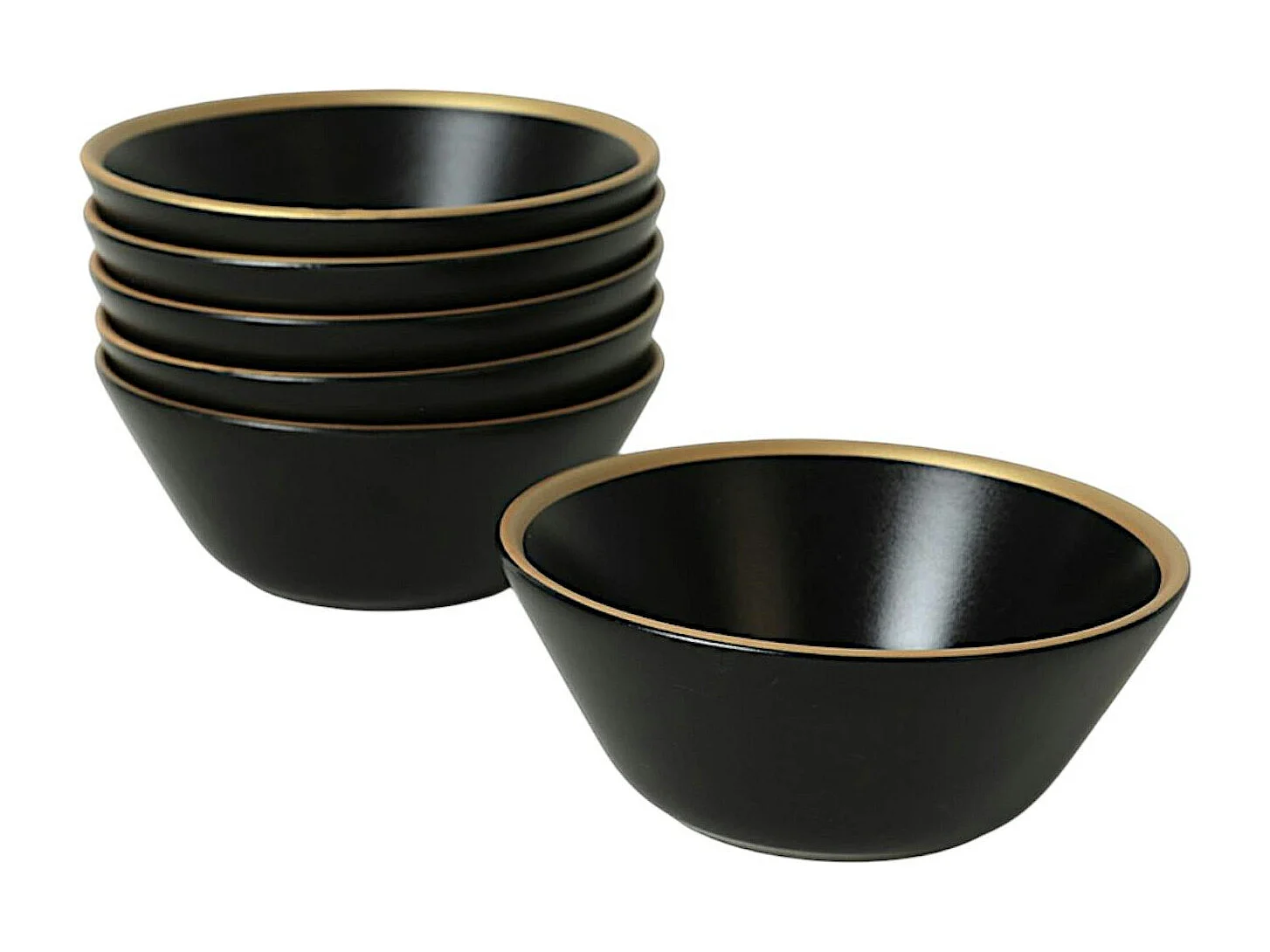 Bol apéro chic noir et or en céramique (lot de 6) EFIRA