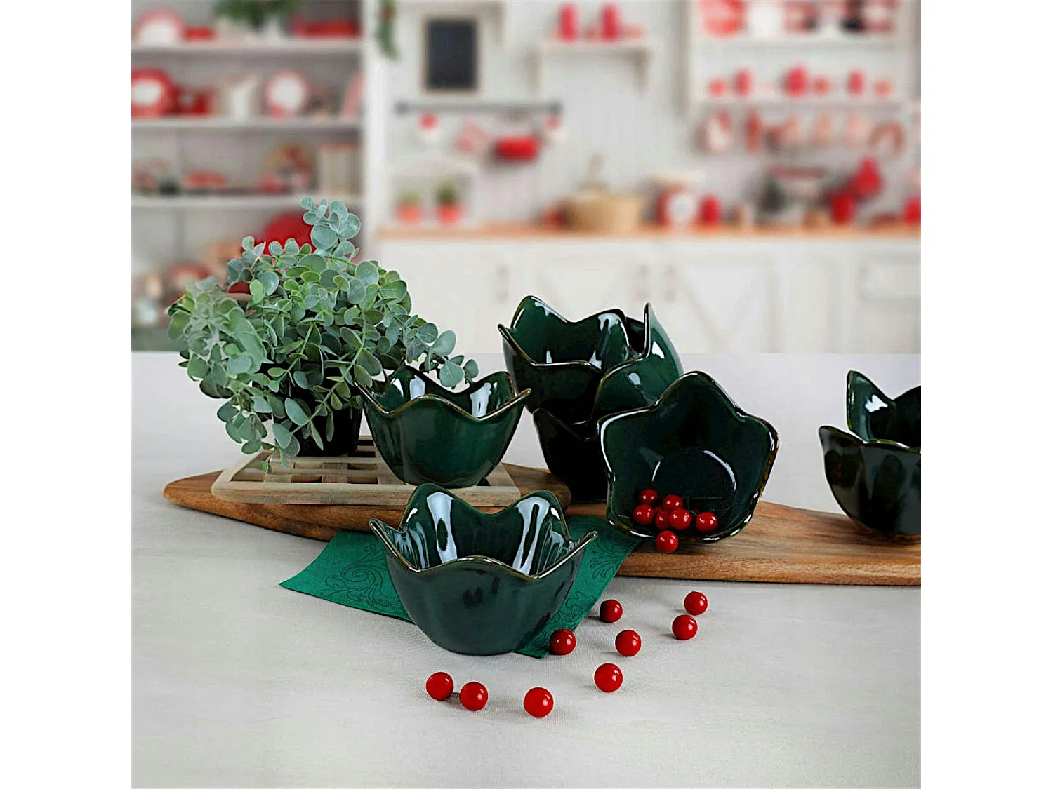 Coupelle apéro vert nuit, forme tulipe (lot de 6) EFIRA