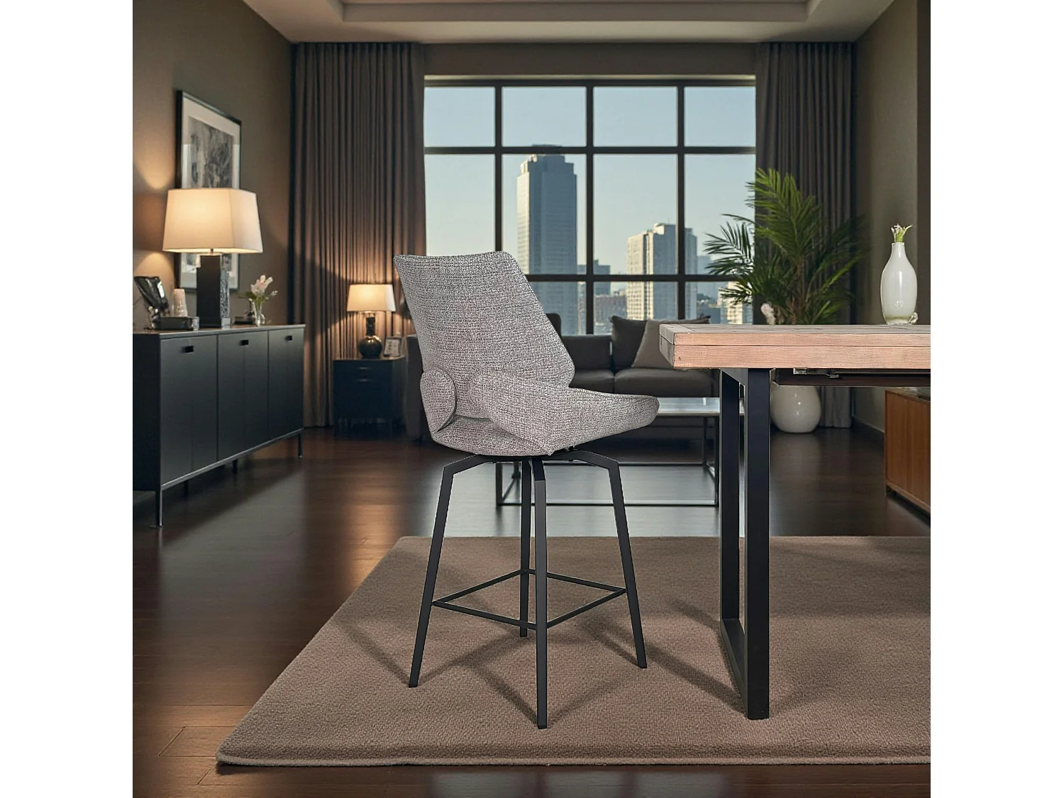 Chaise de bar pivotante grise assise baquet (lot de 2) LIGURIE