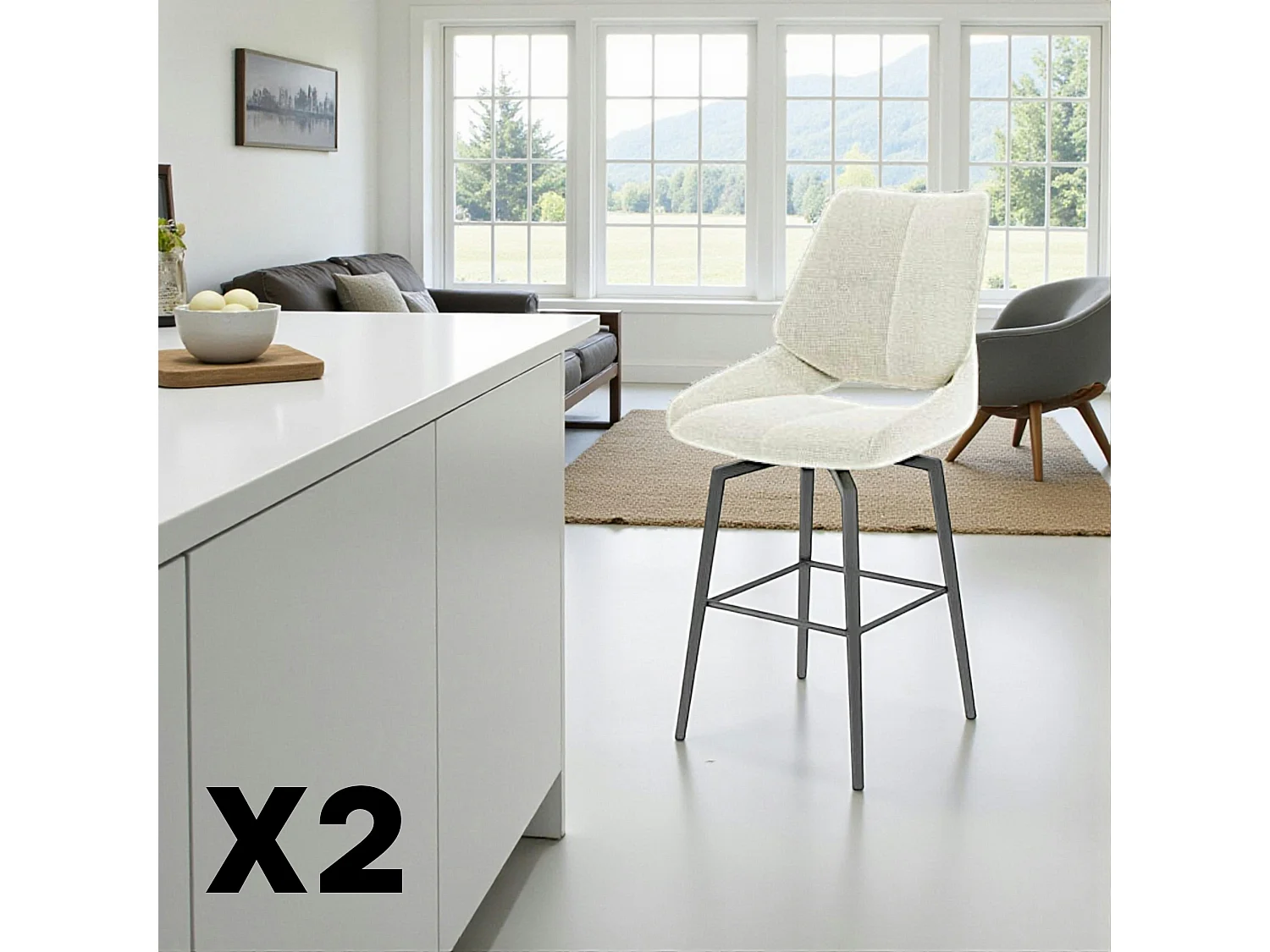 Chaise de bar pivotante beige assise baquet (lot de 2) LIGURIE