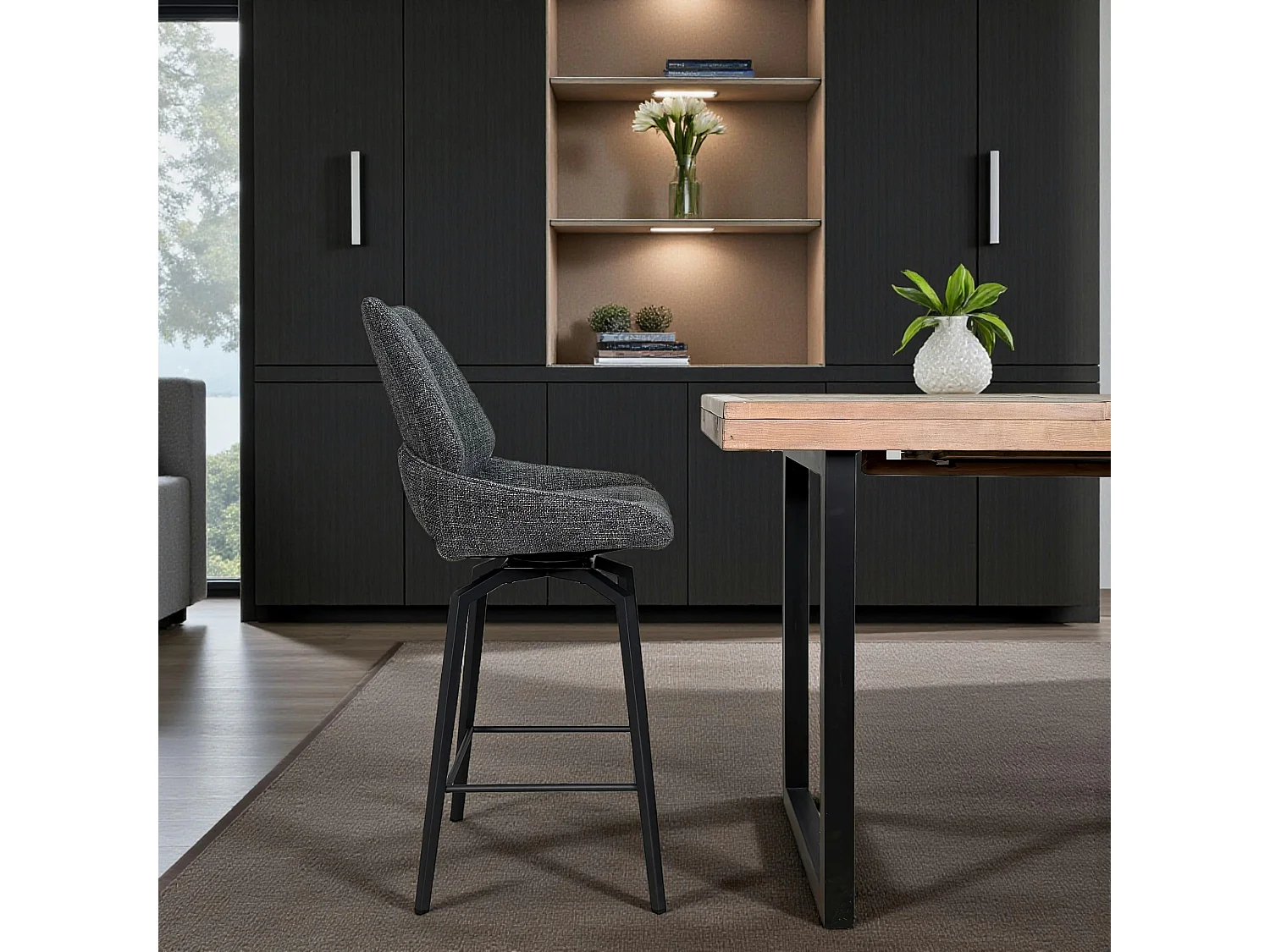 Chaise de bar pivotante anthracite assise baquet (lot de 2) LIGURIE