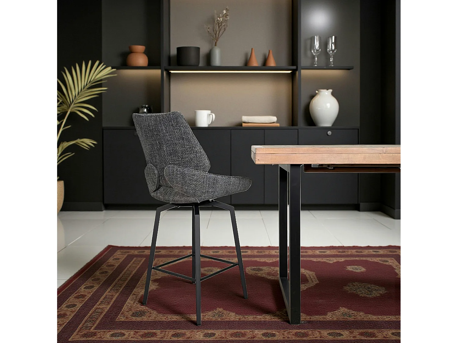 Chaise de bar pivotante anthracite assise baquet (lot de 2) LIGURIE