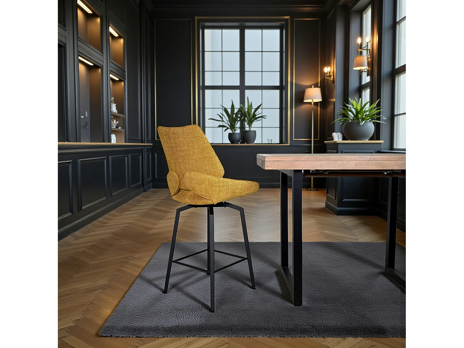 Chaise de bar pivotante moutarde assise baquet (lot de 2) LIGURIE