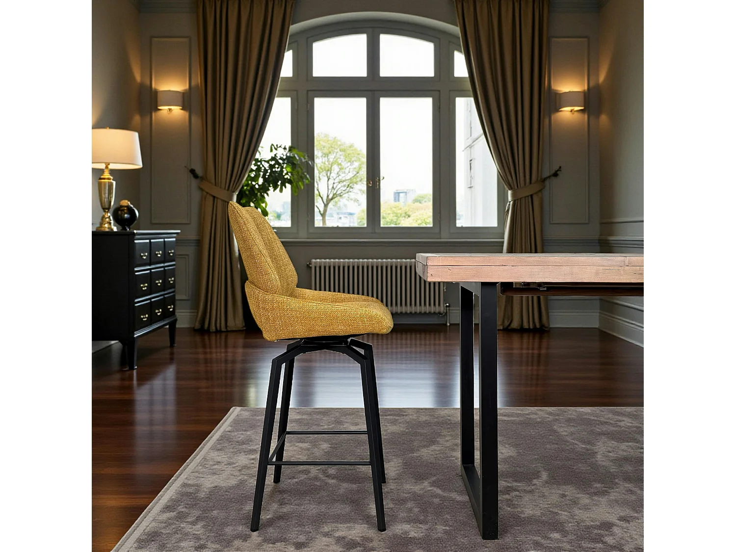 Chaise de bar pivotante moutarde assise baquet (lot de 2) LIGURIE