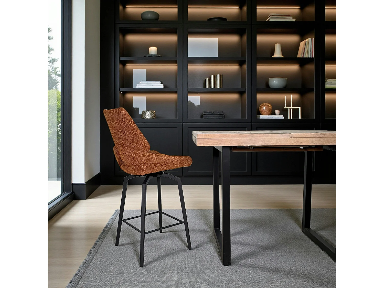 Chaise de bar pivotante rouille assise baquet (lot de 2) LIGURIE