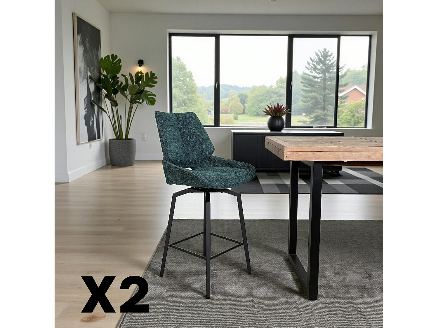 Chaise de bar pivotante bleue assise baquet (lot de 2) LIGURIE