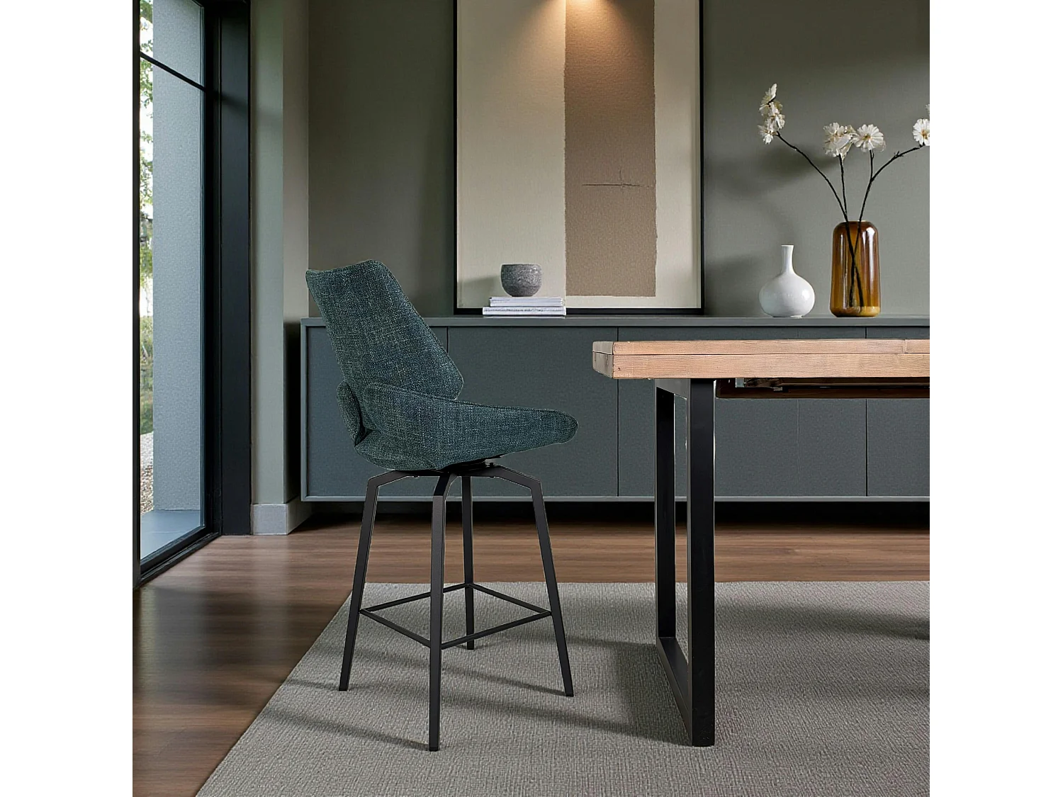 Chaise de bar pivotante bleue assise baquet (lot de 2) LIGURIE