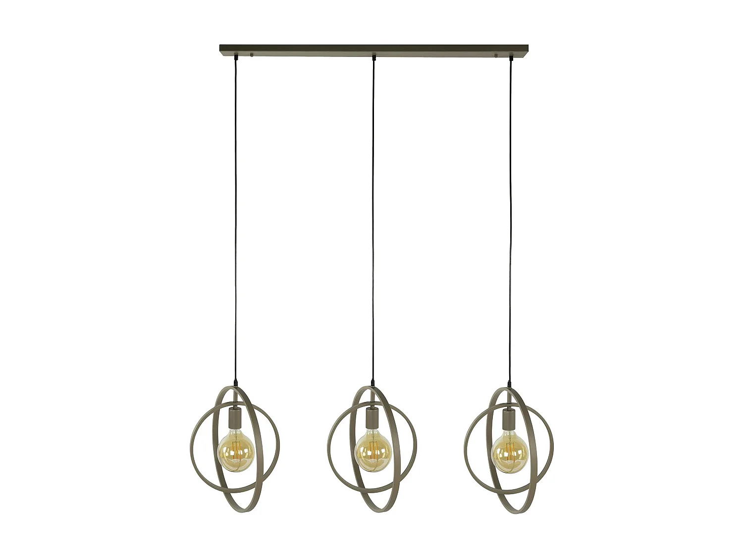 Suspension îlot beige mat, 3 anneaux pivotants métal TRIBECA