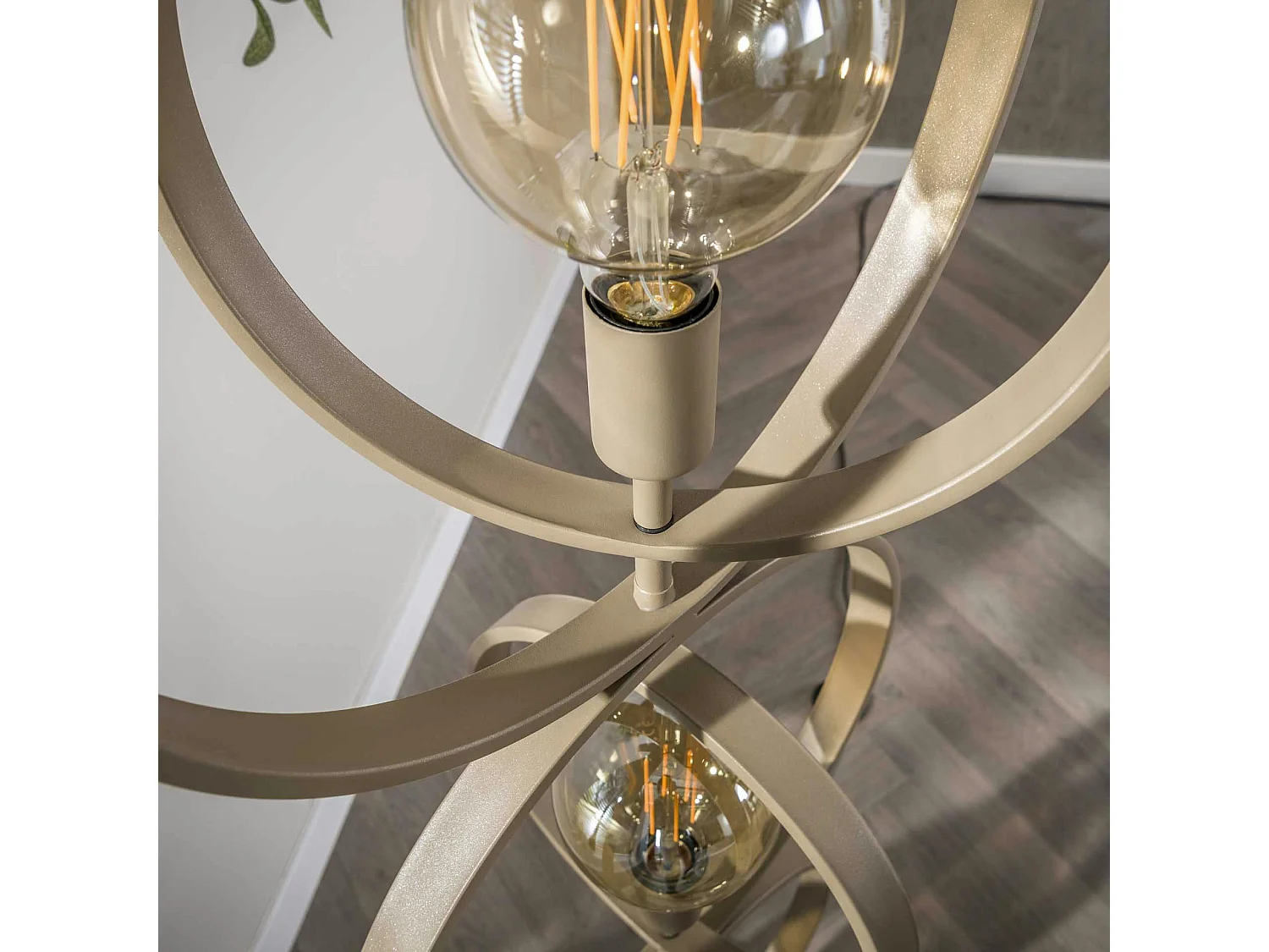 Lampadaire moderne beige mat, 3 anneaux pivotants TRIBECA