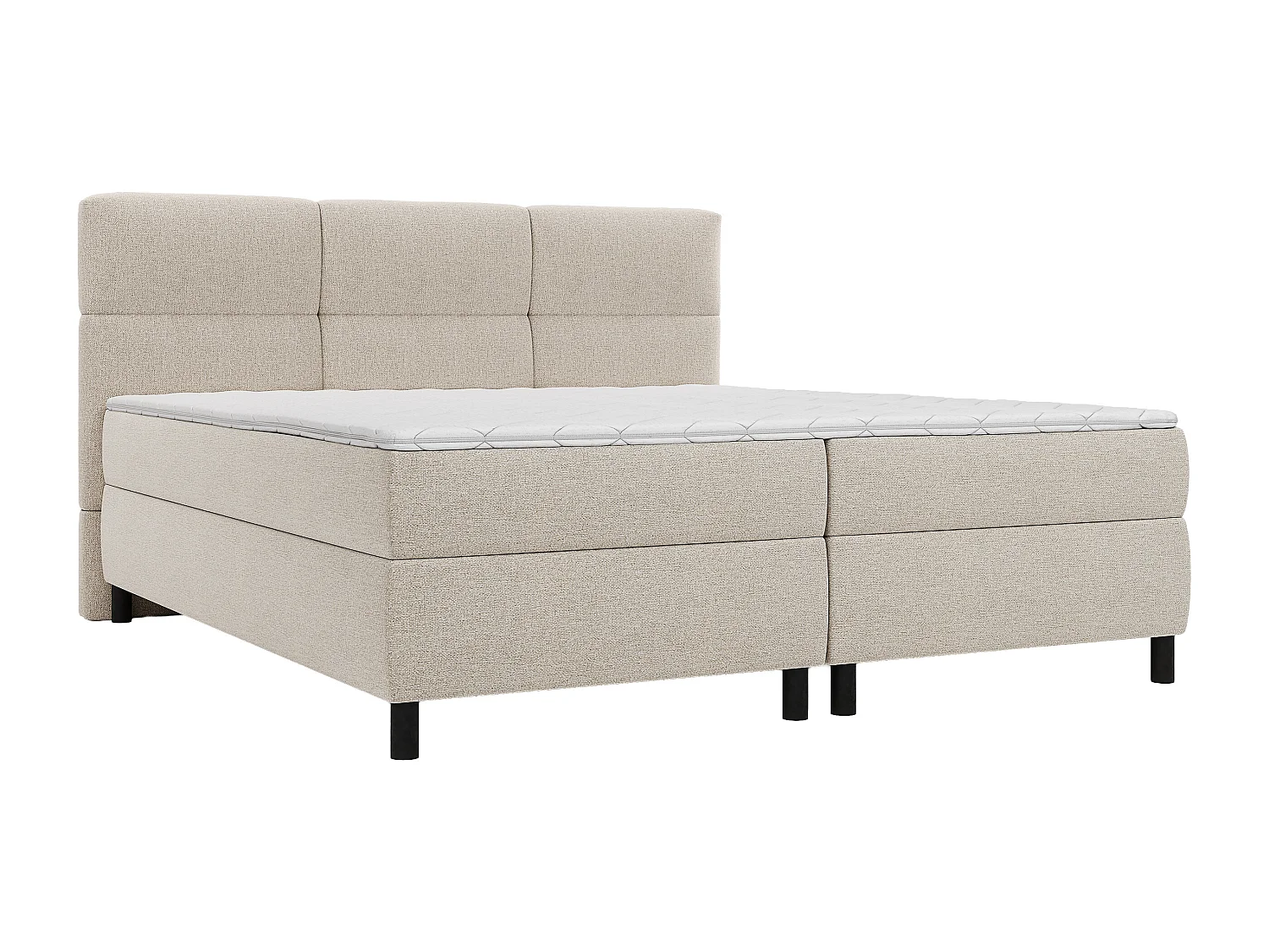 Set completo boxspring testata trapuntata + reti + materasso + topper 2 x 90 x 200 cm Tessuto Beige - LODI di PALACIO