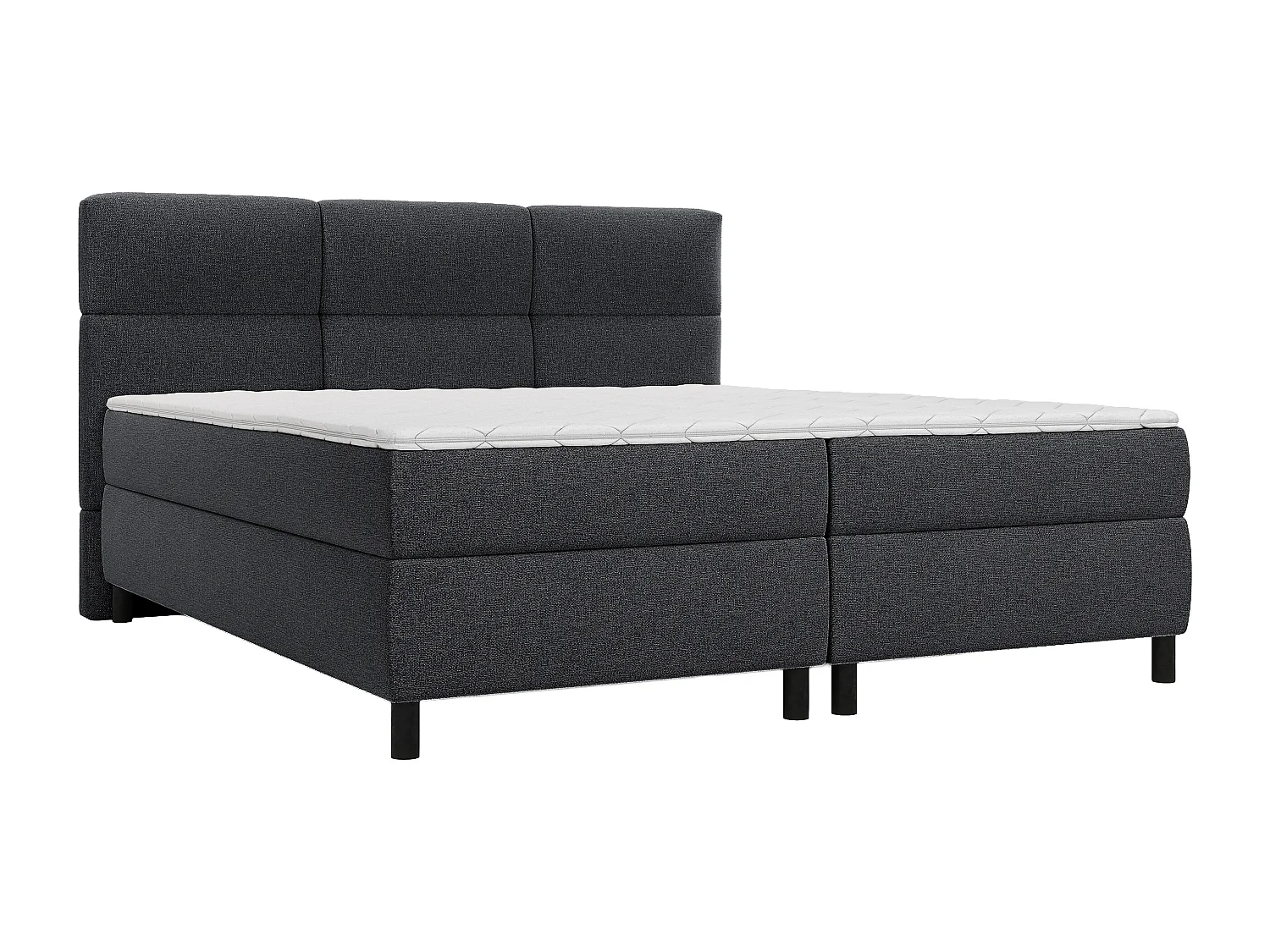 Set completo boxspring testata trapuntata + reti + materasso + topper 2 x 80 x 200 cm Tessuto Antracite - LODI di PALACIO