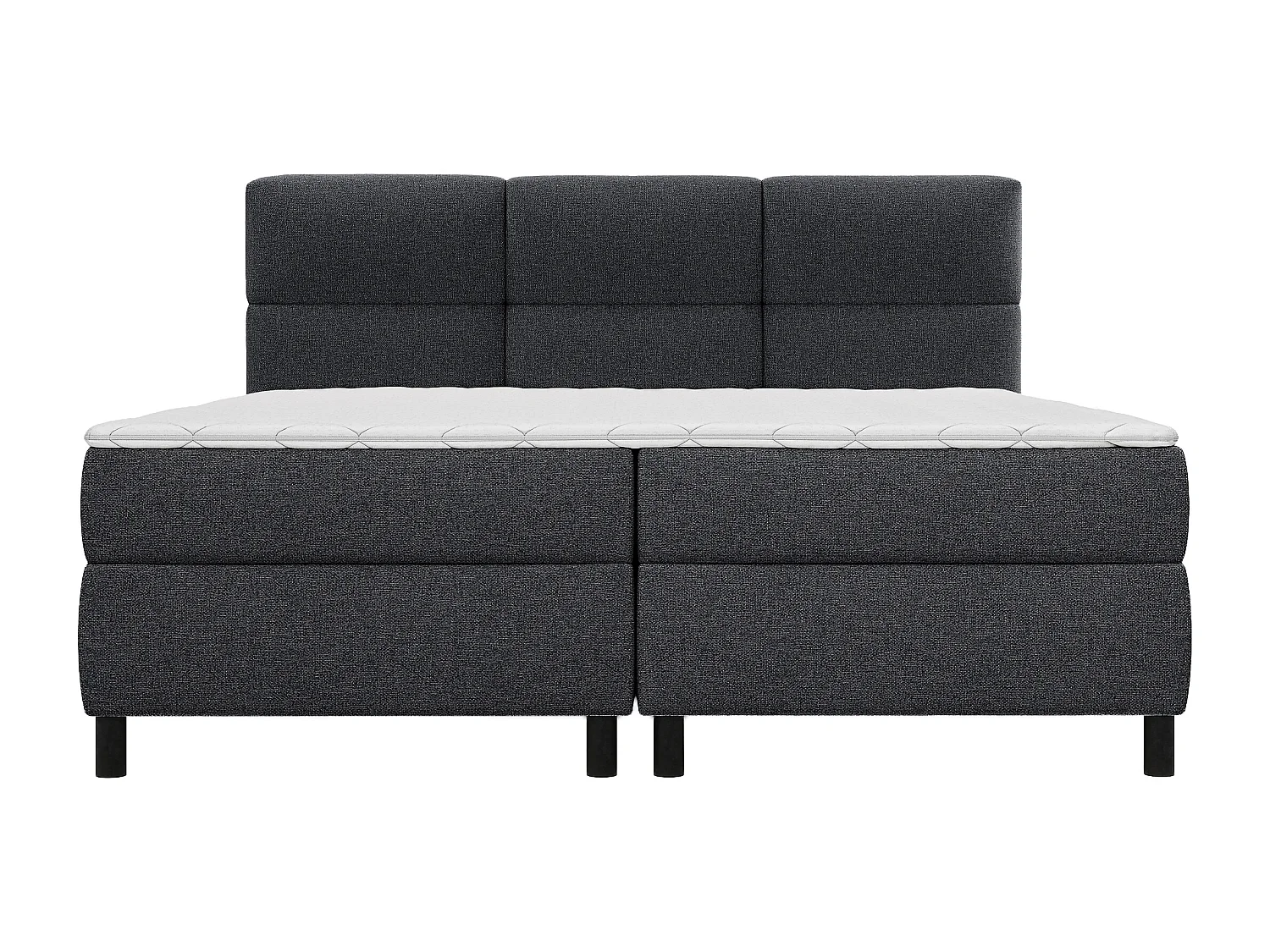 Set completo boxspring testata trapuntata + reti + materasso + topper 2 x 80 x 200 cm Tessuto Antracite - LODI di PALACIO