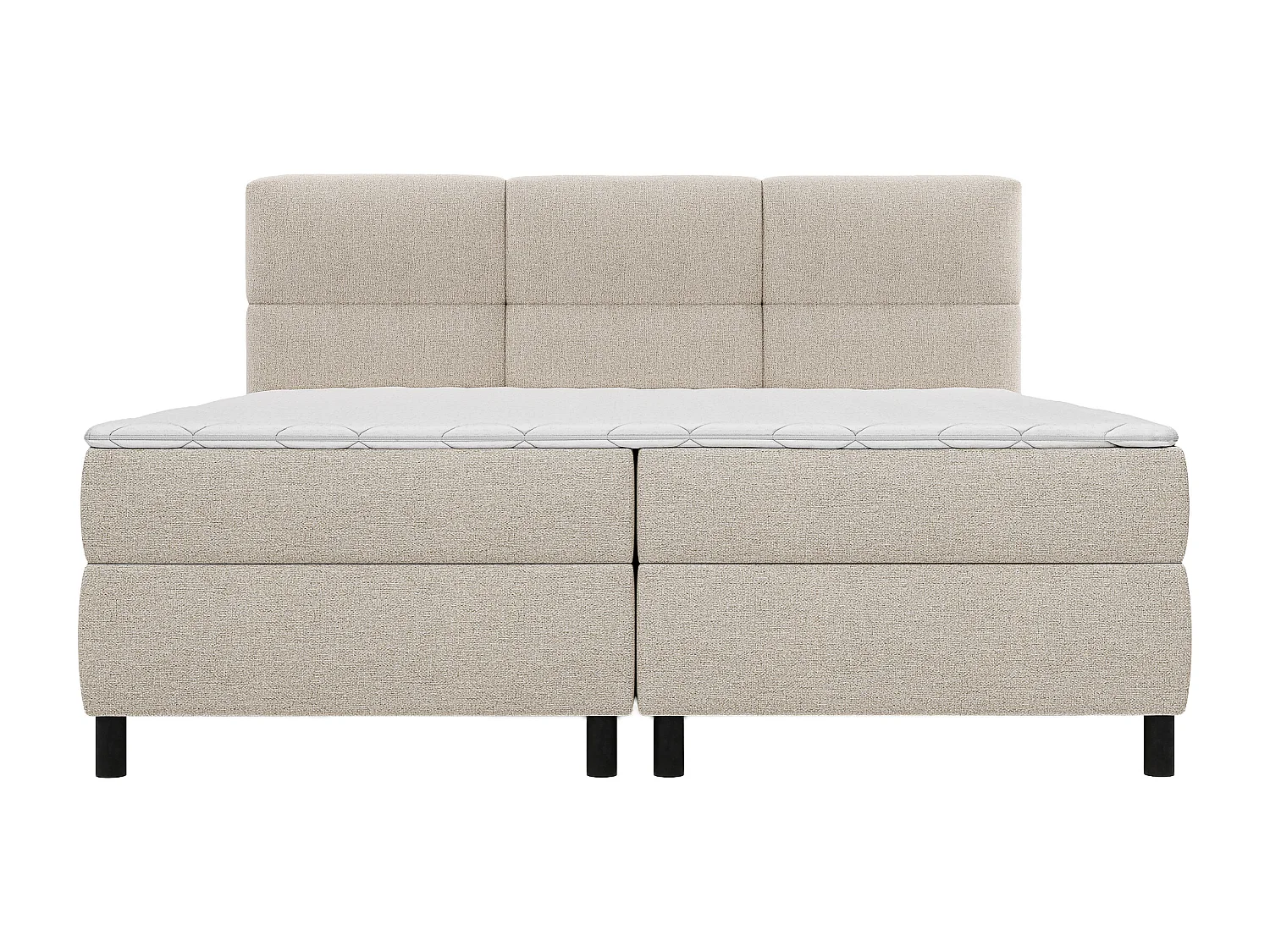 Ensemble complet boxspring tête de lit capitonnée + sommiers + matelas + surmatelas - 2 x 80 x 200 cm - Tissu - Beige - LODI de PALACIO