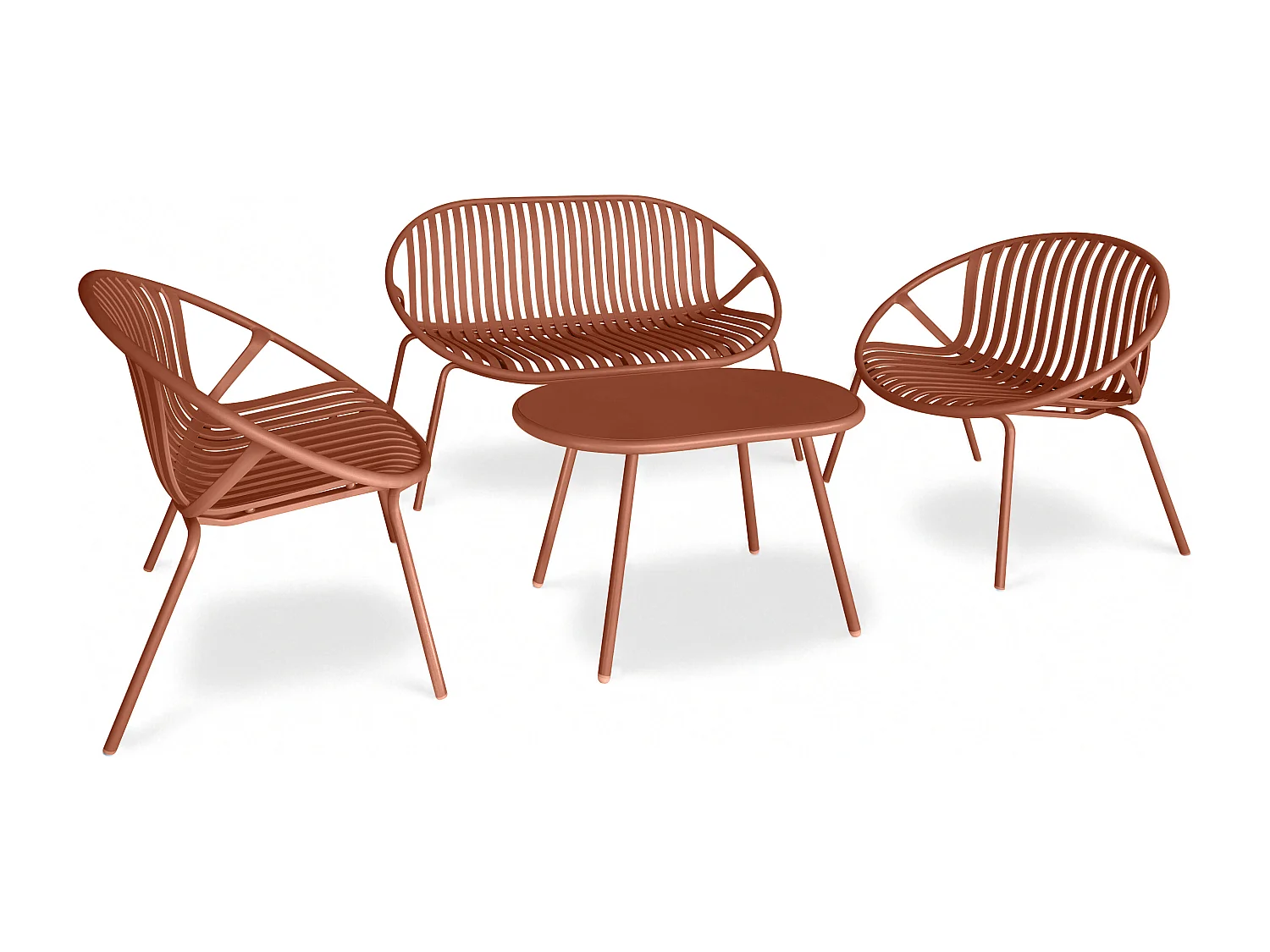 Now's Home - Salon De Jardin En Polypropylene Et Metal Brique Calypso