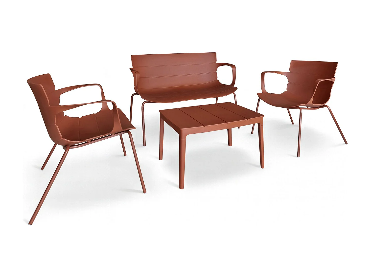 Now's Home - Salon De Jardin En Polypropylene Et Metal Brique Montauk