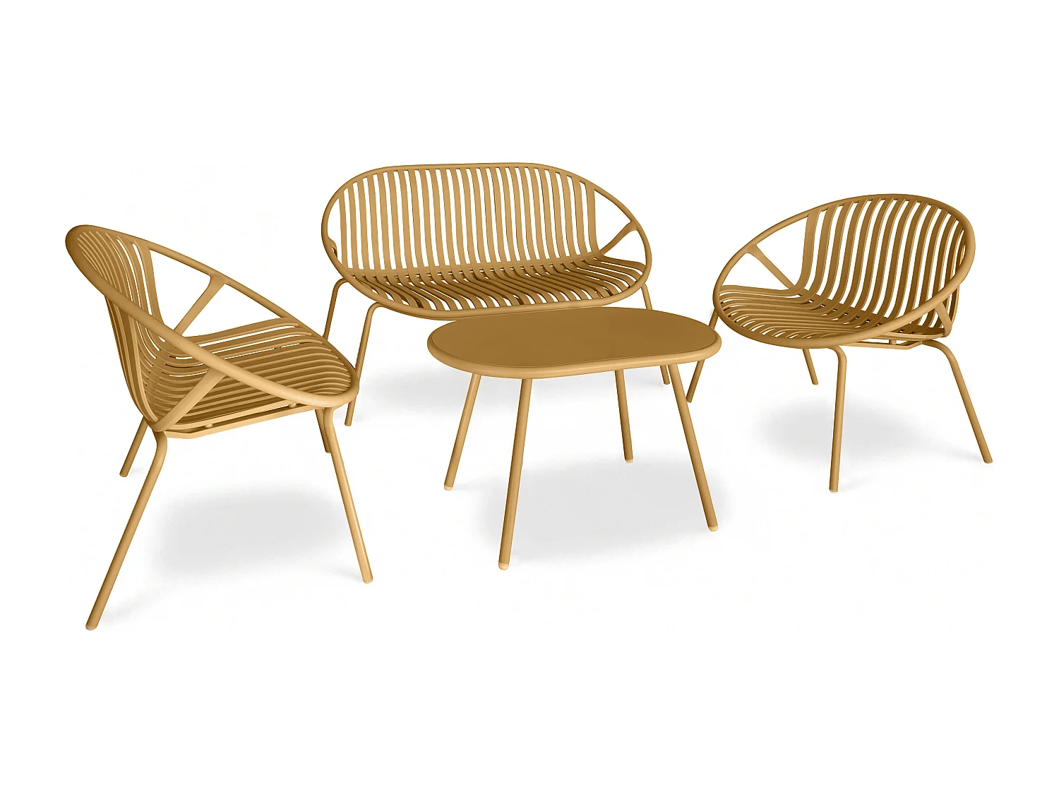 Now's Home - Salon De Jardin En Polypropylène Et Métal Ocre Calypso