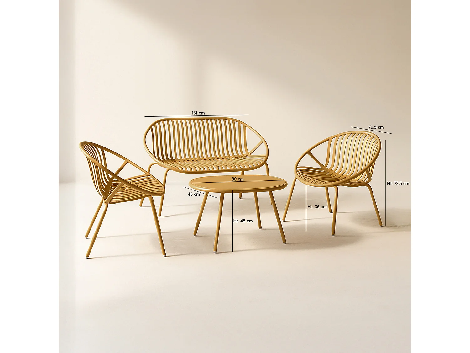 Now's Home - Salon De Jardin En Polypropylène Et Métal Ocre Calypso