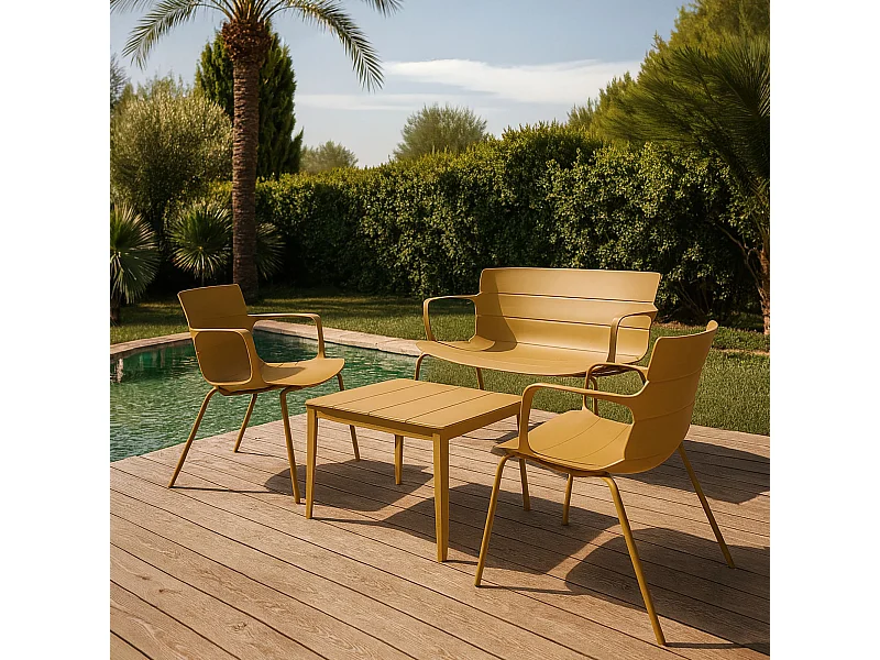 Now's Home - Salon De Jardin En Polypropylene Et Metal Ocre Montauk