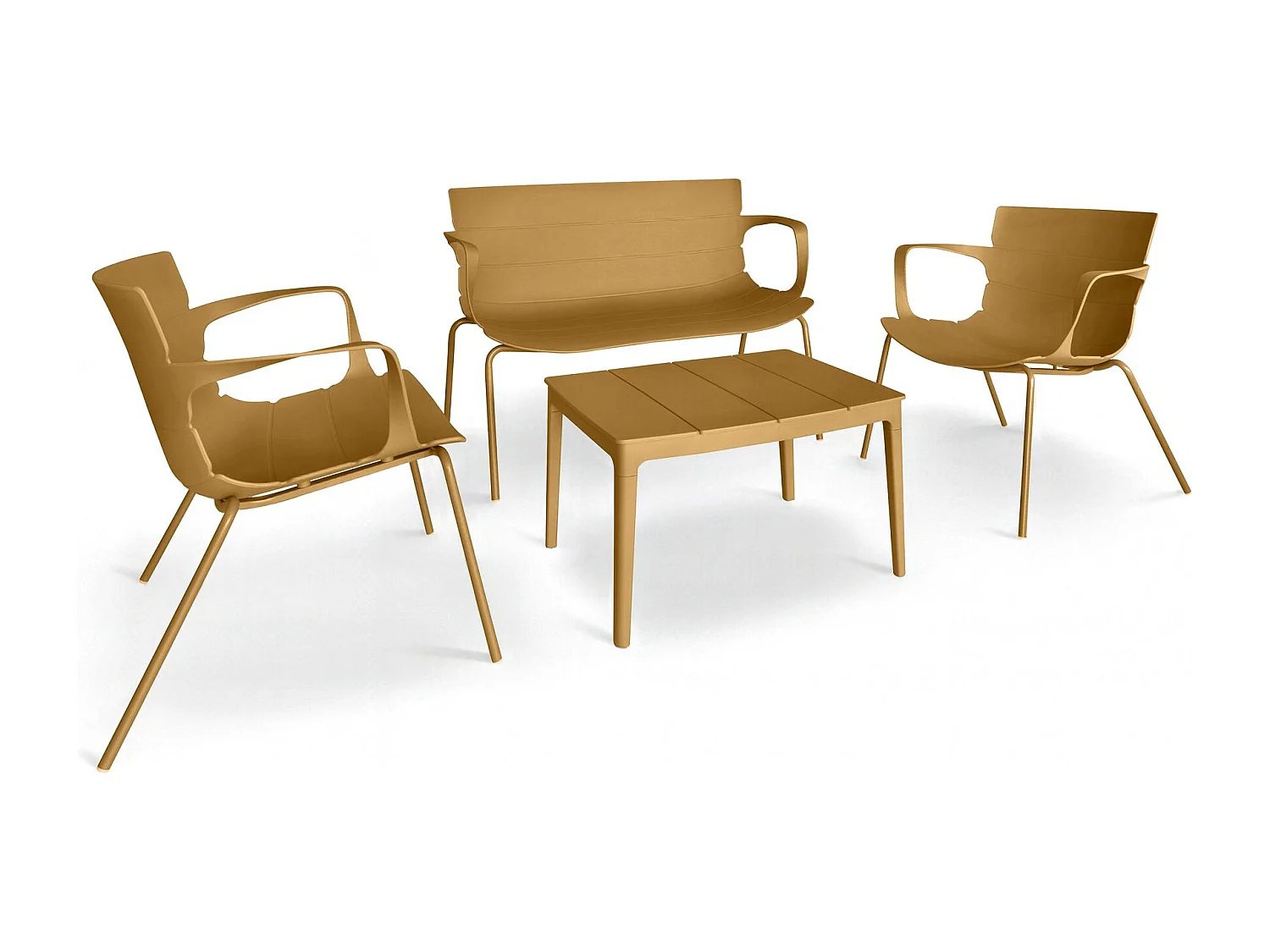 Now's Home - Salon De Jardin En Polypropylene Et Metal Ocre Montauk