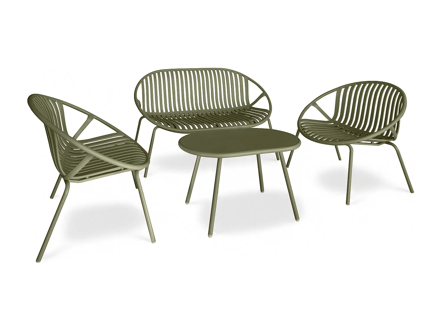 Now's Home - Salon De Jardin En Polypropylene Et Metal Vert Calypso