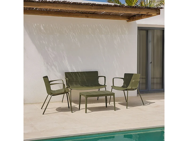 Now's Home - Salon De Jardin En Polypropylene Et Metal Vert Montauk