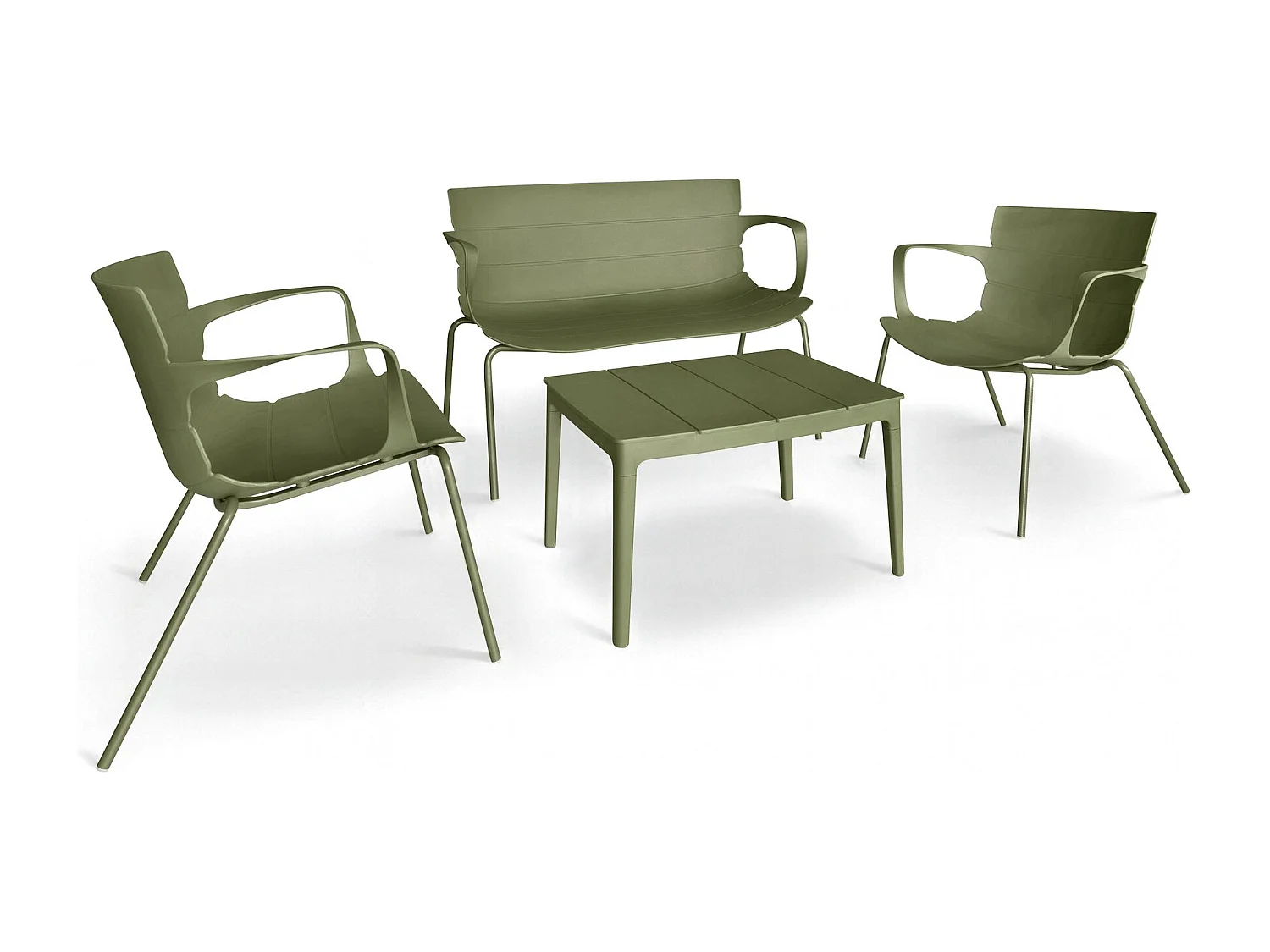 Now's Home - Salon De Jardin En Polypropylene Et Metal Vert Montauk
