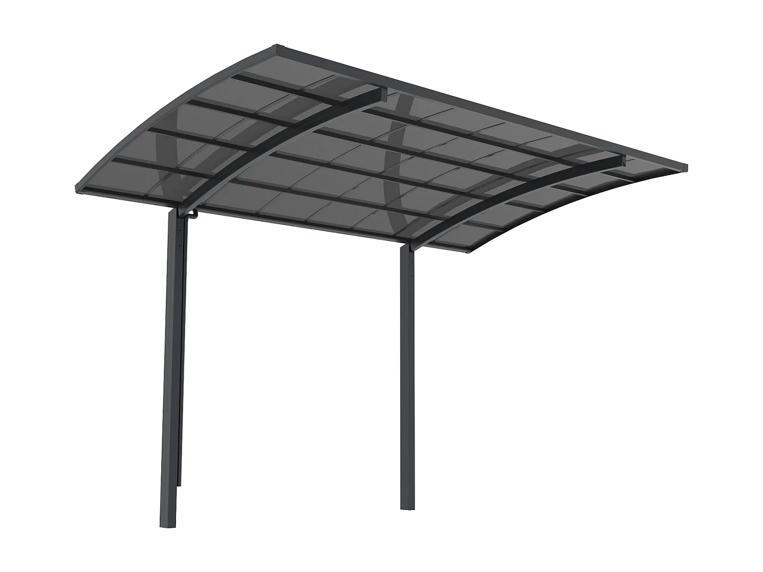 Carport pergola autoportant en aluminium - 1 voiture - 15 m² - Gris anthracite - ALUVIO