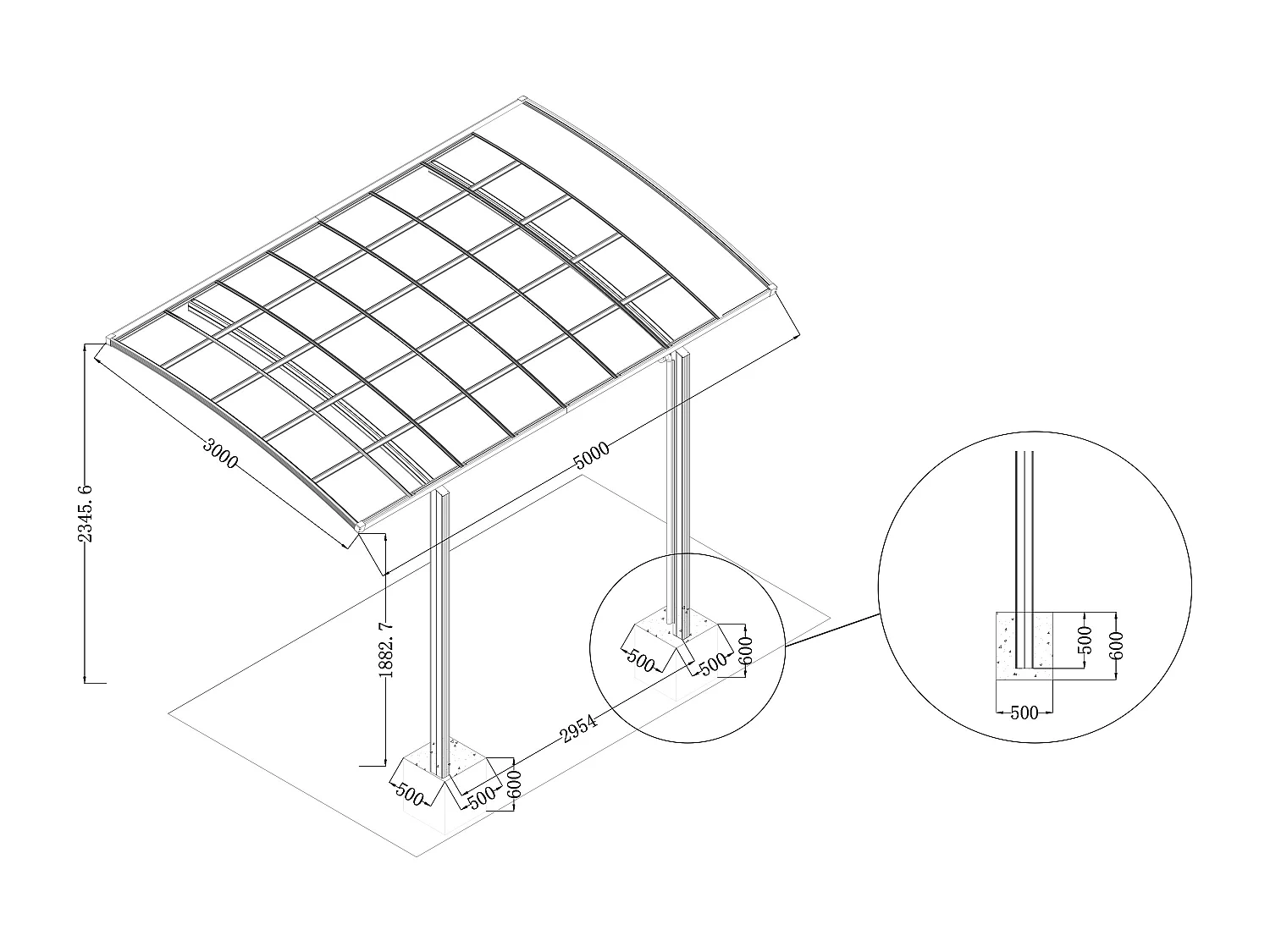 Carport pergola autoportant en aluminium - 1 voiture - 15 m² - Gris anthracite - ALUVIO