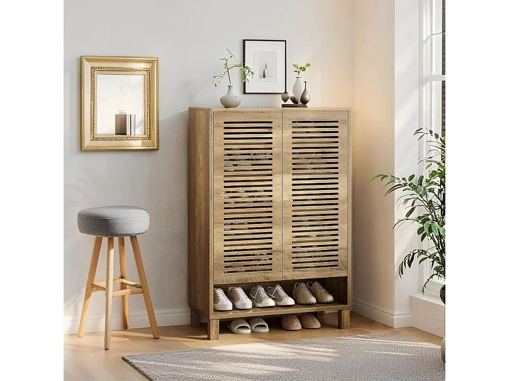 Armoire à Chaussures avec 2 Portes, 6 étages Meuble d'entrée Rangement à Chaussures, 75x 35x 109cm, Séparateurs Réglables, pour Entrée, Salon (Peut contenir 20 Pair