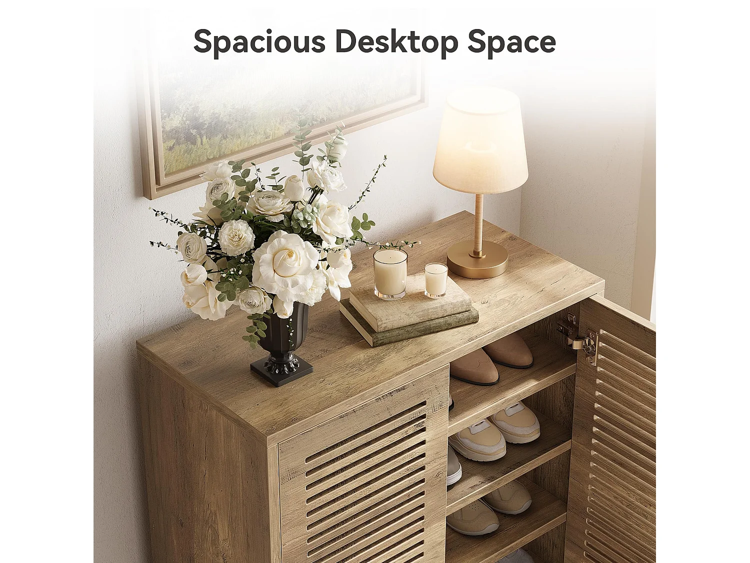 Armoire à Chaussures avec 2 Portes, 6 étages Meuble d'entrée Rangement à Chaussures, 75x 35x 109cm, Séparateurs Réglables, pour Entrée, Salon (Peut contenir 20 Pair