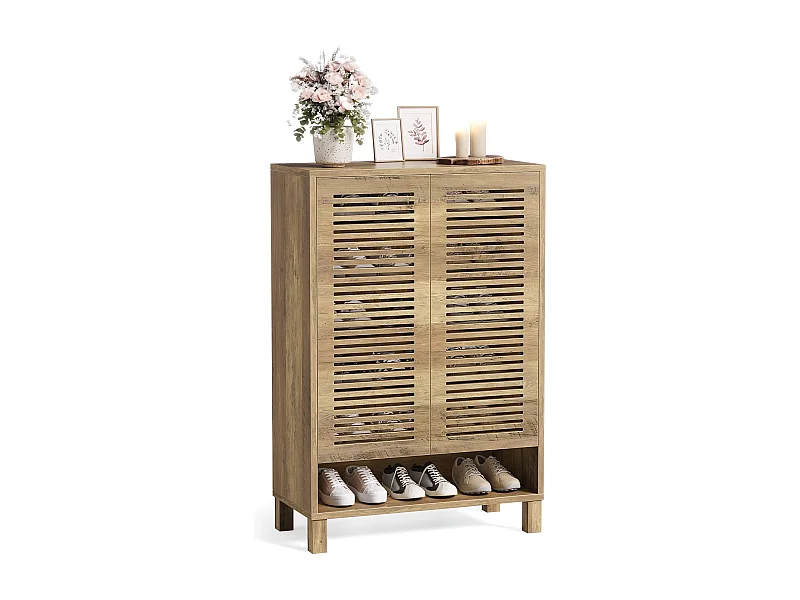 Armoire à Chaussures avec 2 Portes, 6 étages Meuble d'entrée Rangement à Chaussures, 75x 35x 109cm, Séparateurs Réglables, pour Entrée, Salon (Peut contenir 20 Pair