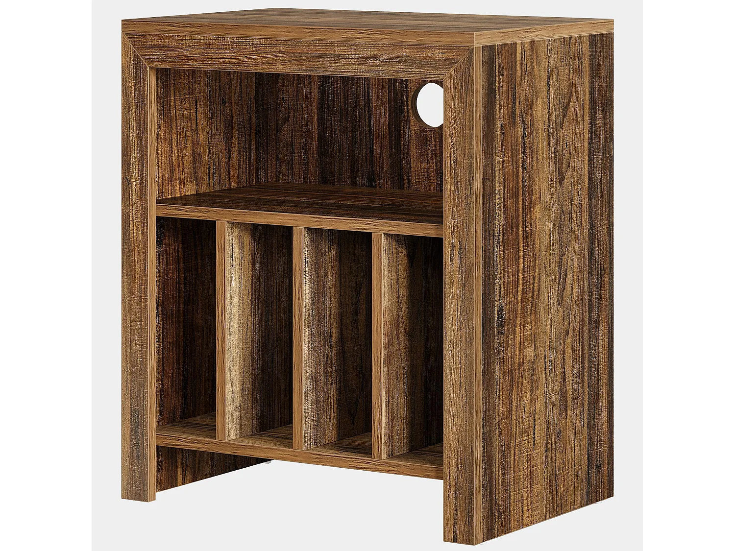 Table d'appoint 3 étages pour tourne-disques, table d'appoint, pour disques vinyles, industriel, marron rustique