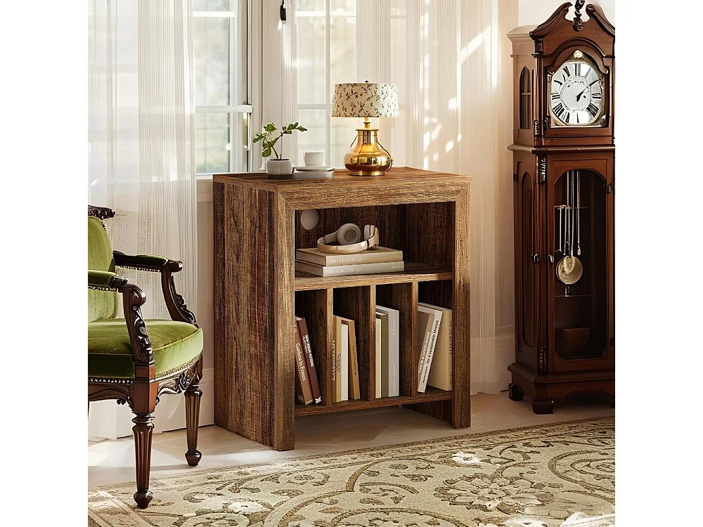 Table d'appoint 3 étages pour tourne-disques, table d'appoint, pour disques vinyles, industriel, marron rustique