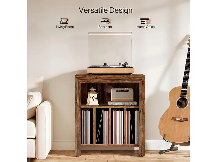 Table d'appoint 3 étages pour tourne-disques, table d'appoint, pour disques vinyles, industriel, marron rustique