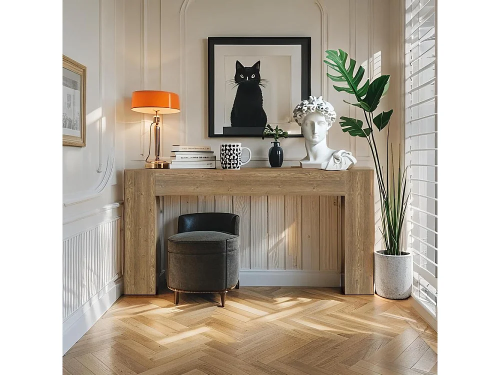 Table Console rectangulaire de 160 cm de Long, Table d'entrée rectangulaire derrière Le canapé, Table Basse étroite derrière Le canapé pour Salon, Couloir, entrée,