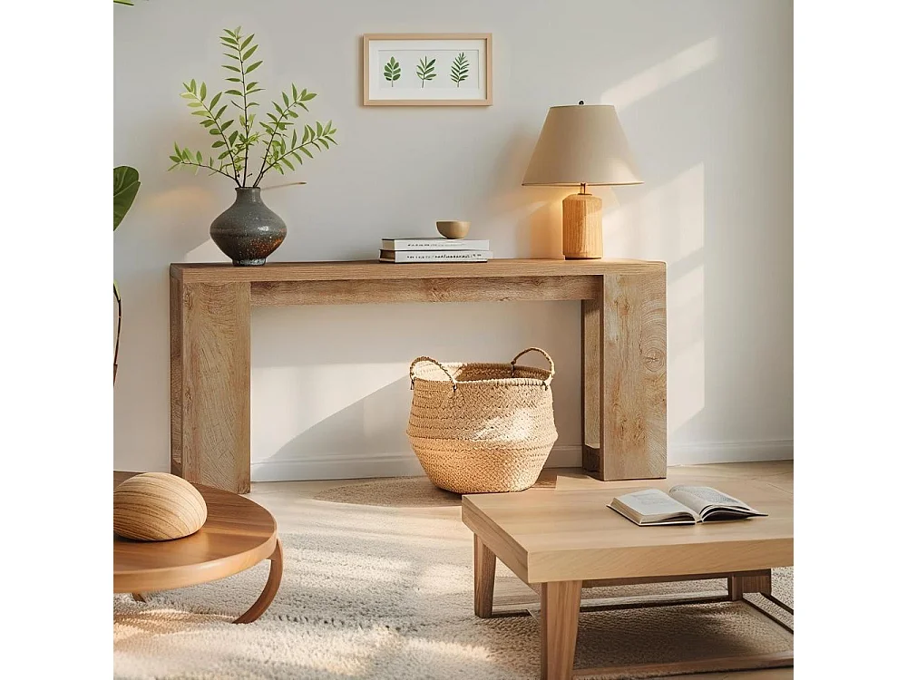 Table Console, 160 x 29, 5 x 85 cm, Table d'entrée en Bois de Style Maison de Campagne pour entrée, Couloir, Salon, Chêne