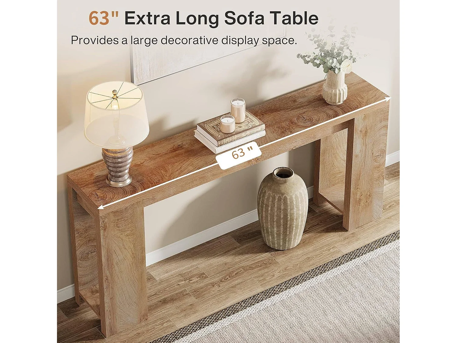 Table Console, 160 x 29, 5 x 85 cm, Table d'entrée en Bois de Style Maison de Campagne pour entrée, Couloir, Salon, Chêne