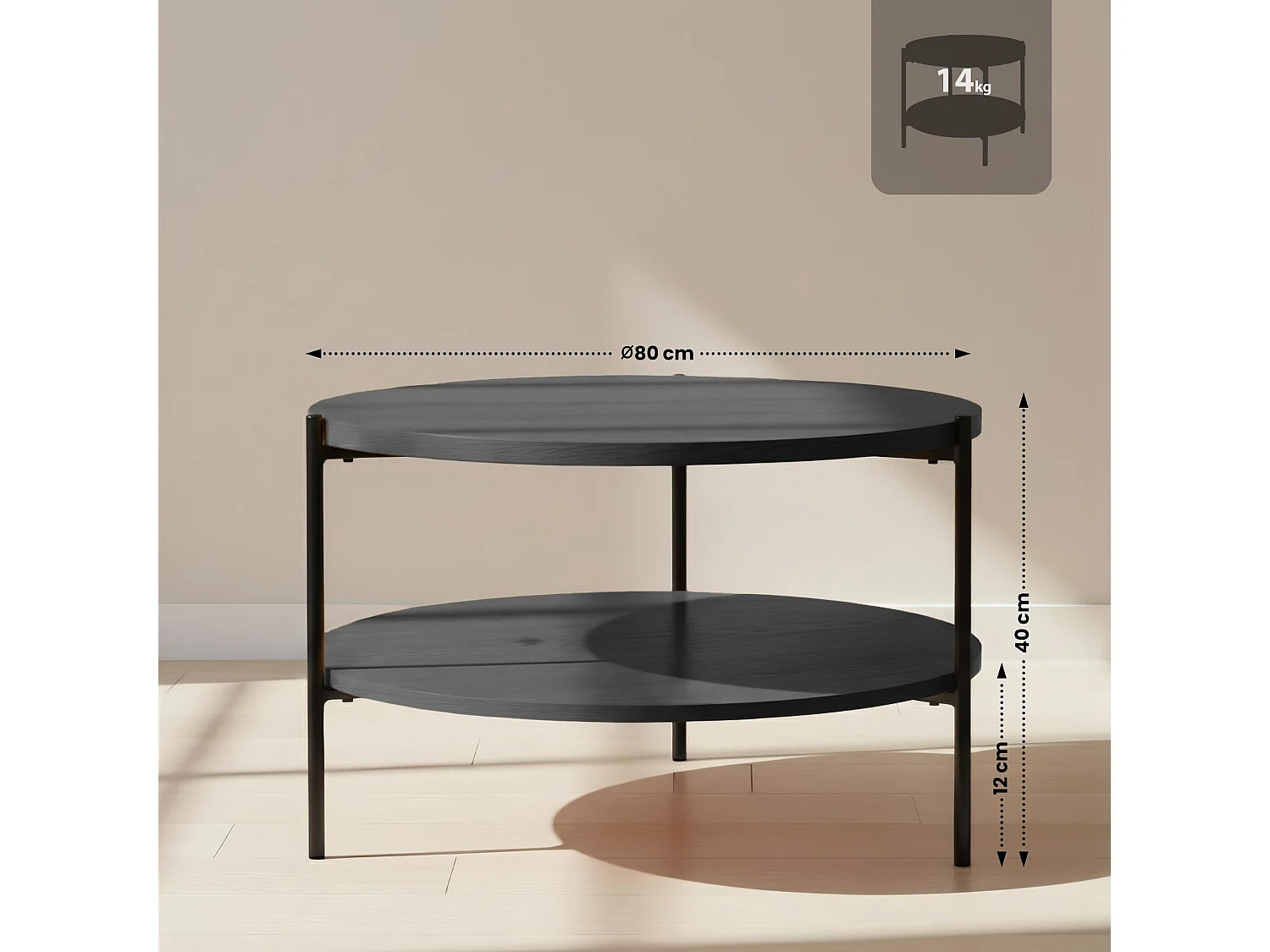 Table basse - Bois - Gris - Edduma