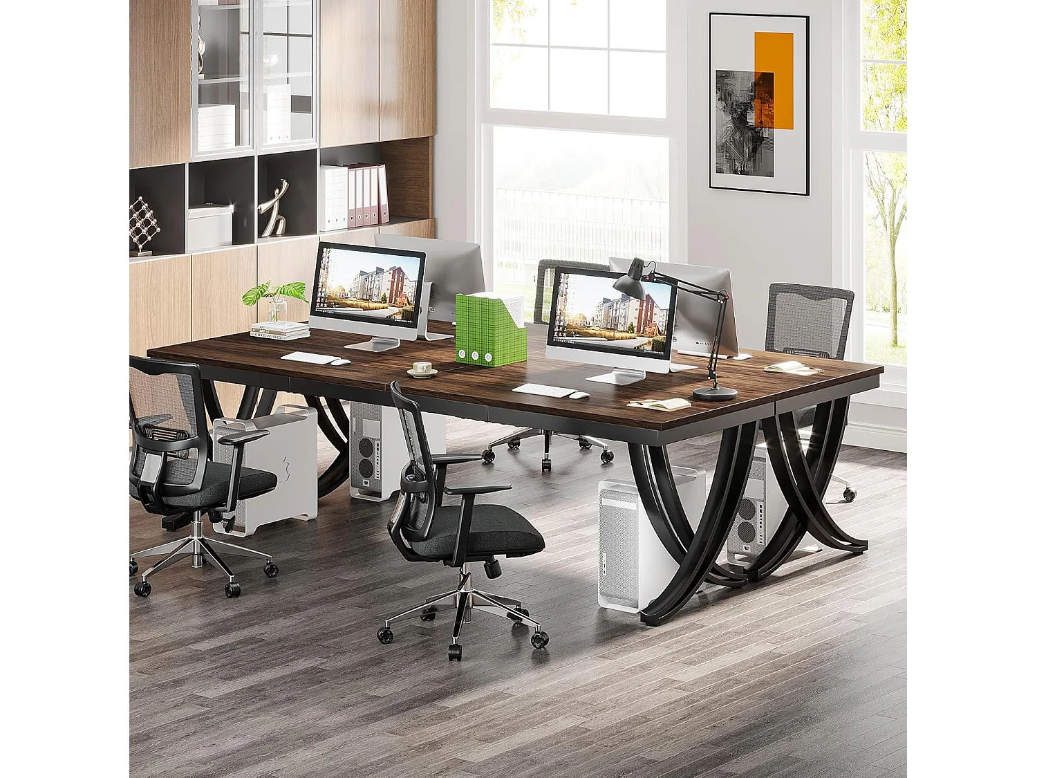 Bureau Informatique 200x70cm avec Large Plateau, Table pour Ordinateur Portable, Bureau Domicile Marron Rustique, Table Étude