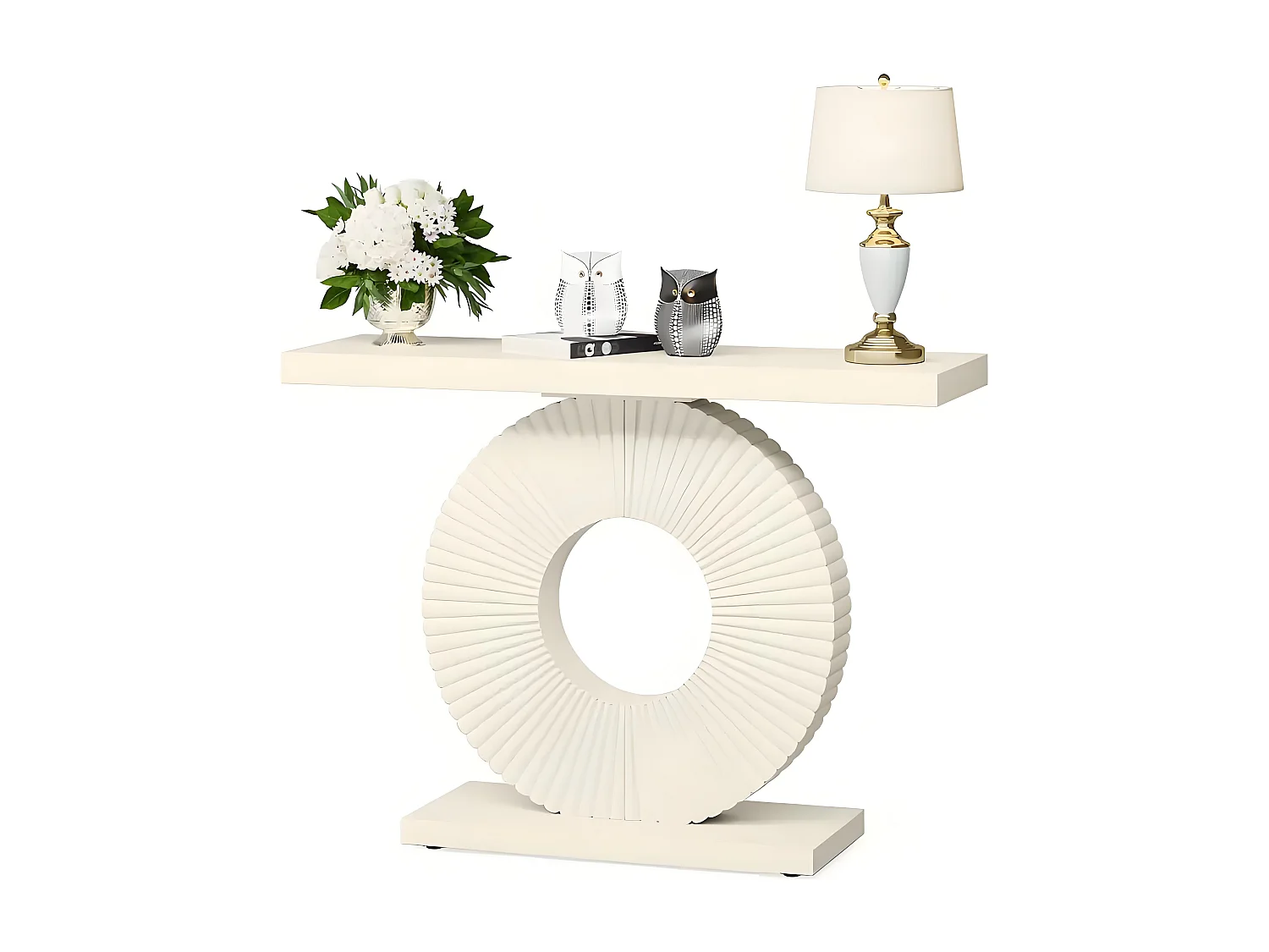 Table console étroite 101,6 cm, avec piètement géométrique, style contemporain, idéale pour le salon, l'entrée ou le couloir