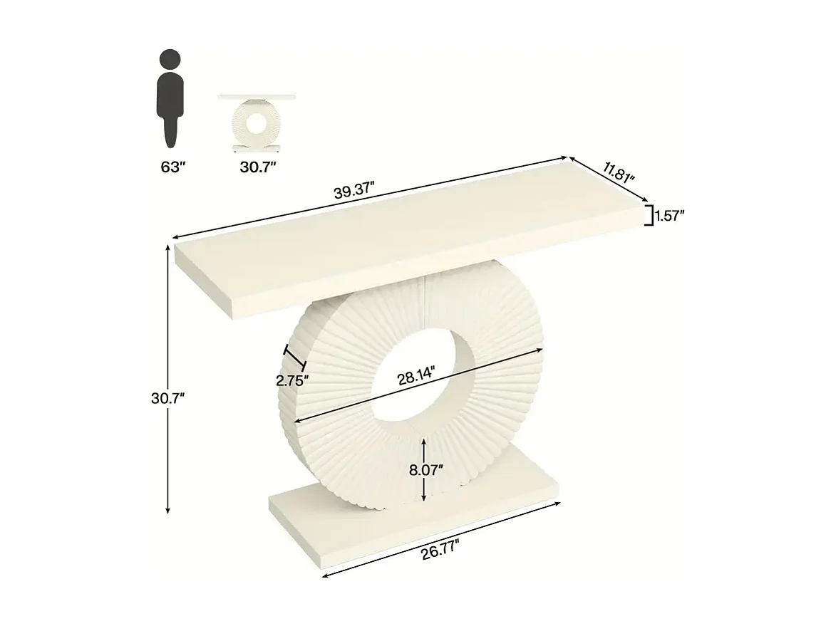 Table console étroite 101,6 cm, avec piètement géométrique, style contemporain, idéale pour le salon, l'entrée ou le couloir